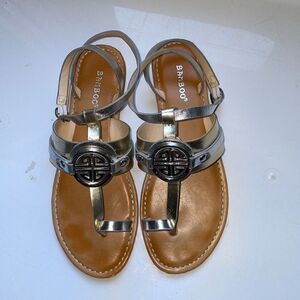 Bamboo gold & silver flat sandals‎